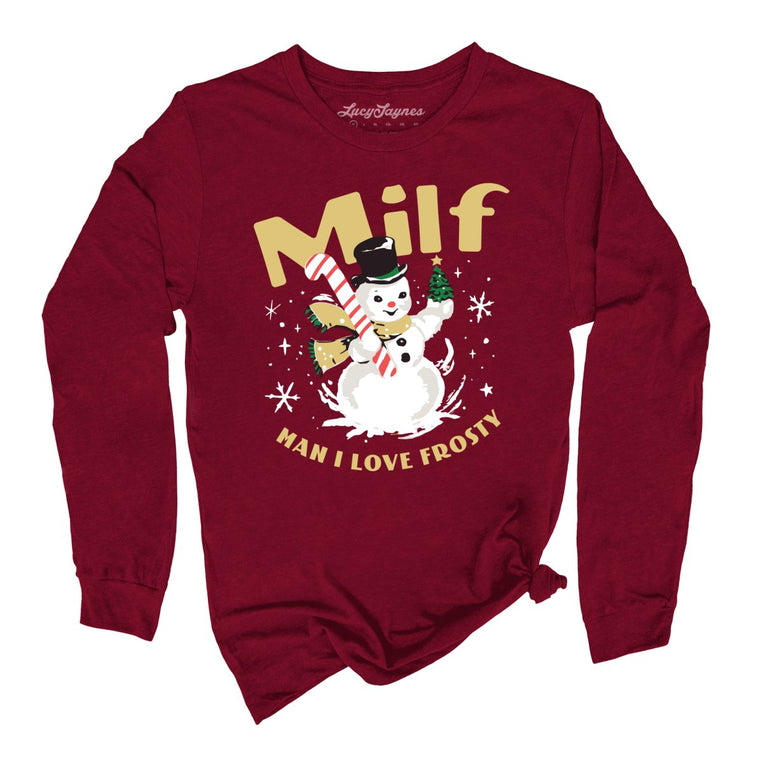 Man I Love Frosty Graphic Long Sleeve Tee - Cardinal