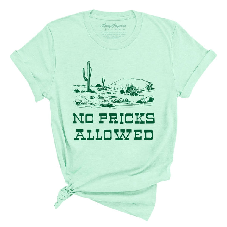 No Pricks Allowed Graphic Tee - Heather Mint