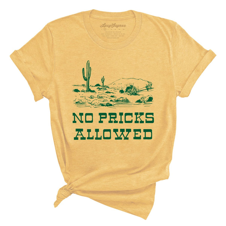 No Pricks Allowed Graphic Tee - Heather Yellow Gold
