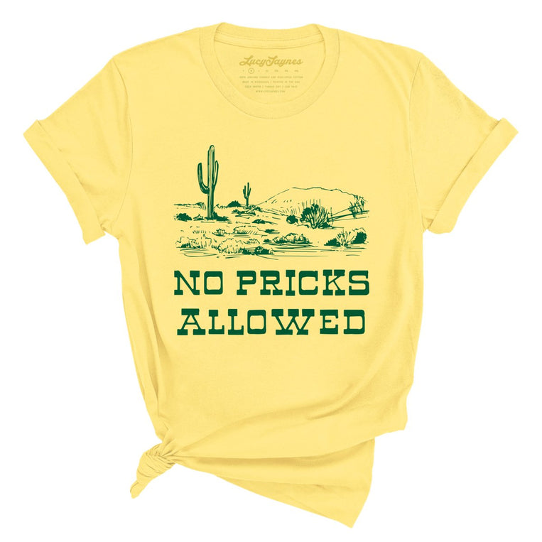 No Pricks Allowed Graphic Tee - Yellow