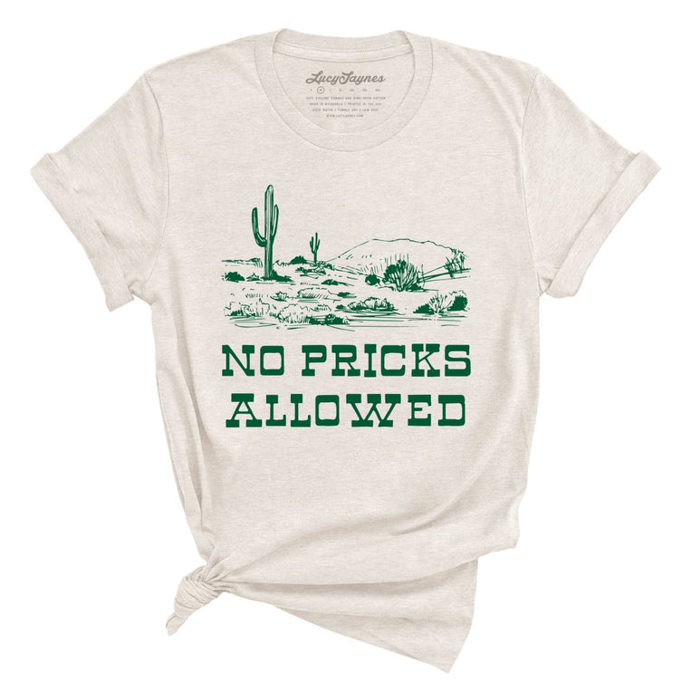 No Pricks Allowed Graphic Tee - Heather Dust