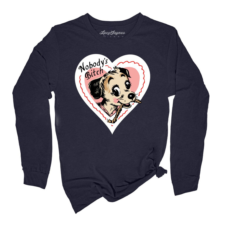Nobody's Bitch Graphic Long Sleeve Tee - Navy