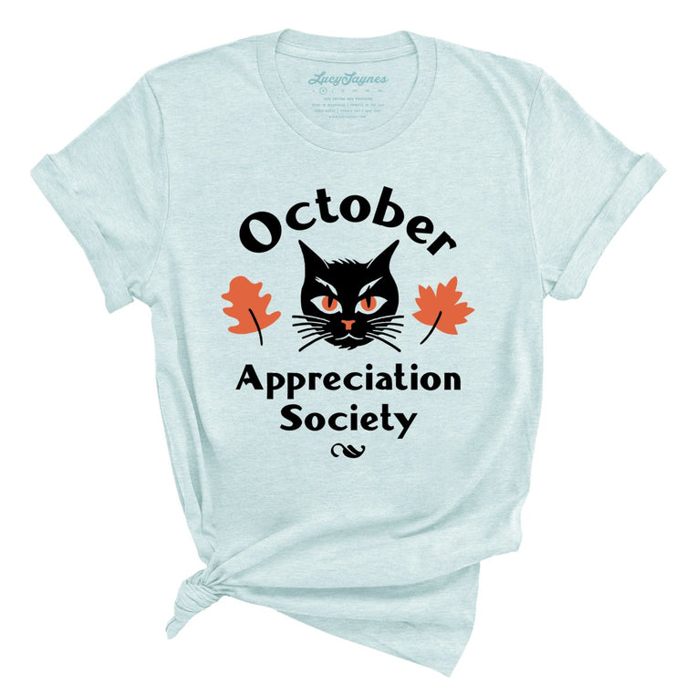 October Appreciation Society Graphic Tee - Heather Ice Blue