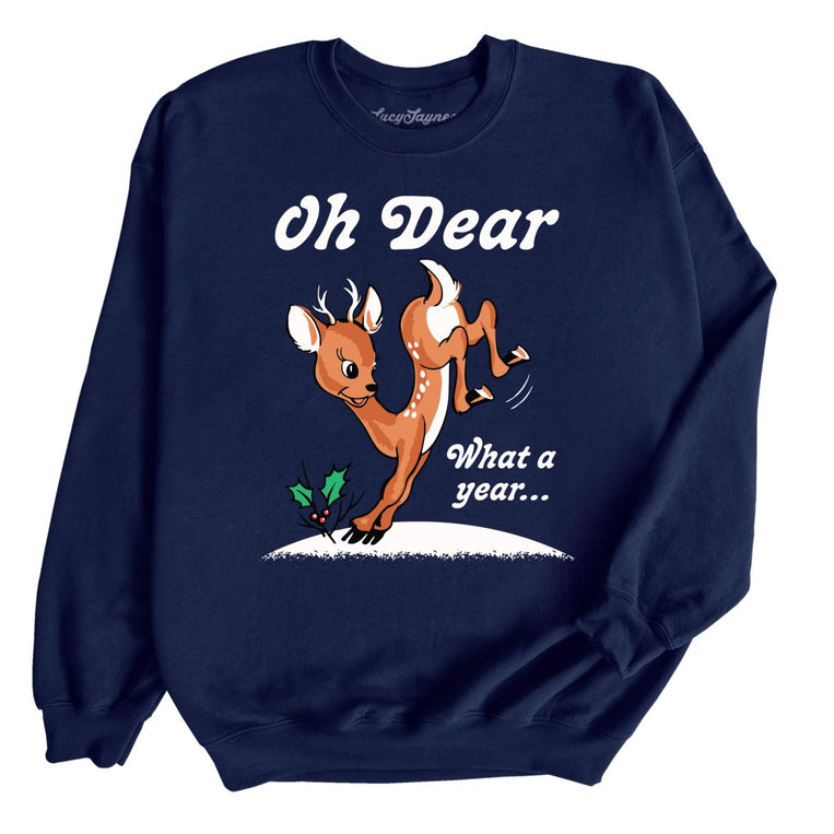 Oh Dear What A Year Graphic Sweatshirt - Navy