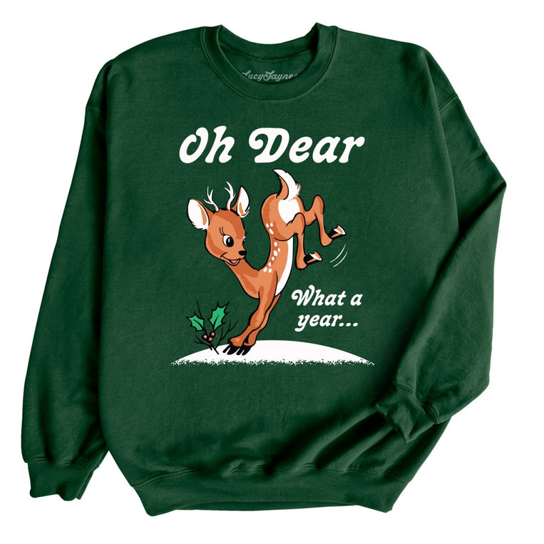 Oh Dear What A Year Graphic Sweatshirt - Forest