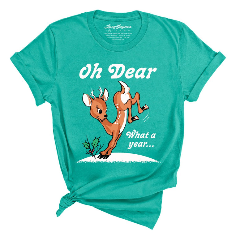 Oh Dear What A Year Graphic Tee - Teal