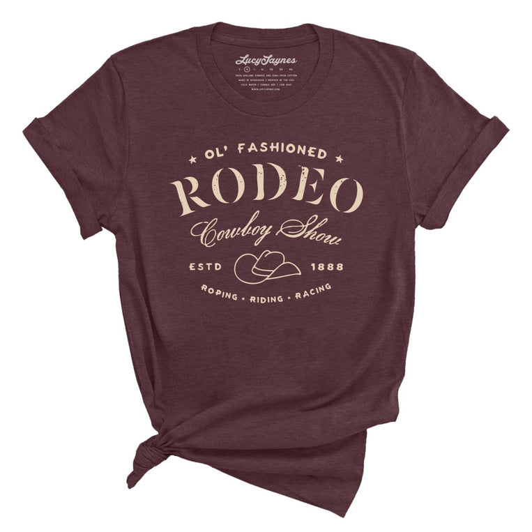 Old Fashioned Rodeo Graphic Tee - Heather Maroon