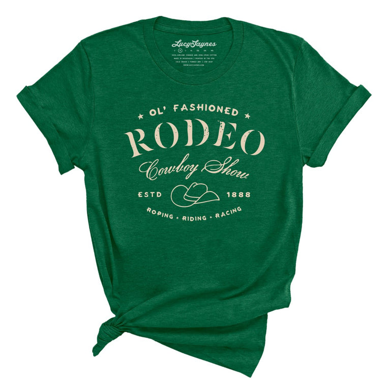 Old Fashioned Rodeo Graphic Tee - Heather Grass Green