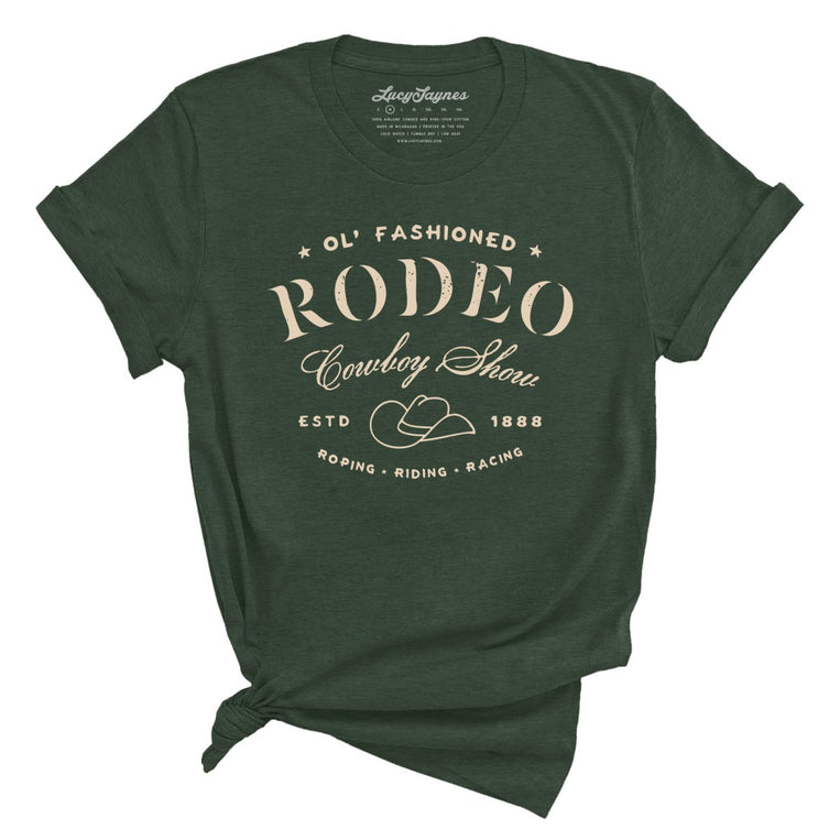 Old Fashioned Rodeo Graphic Tee - Heather Forest