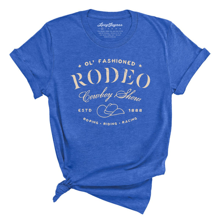 Old Fashioned Rodeo Graphic Tee - Heather True Royal