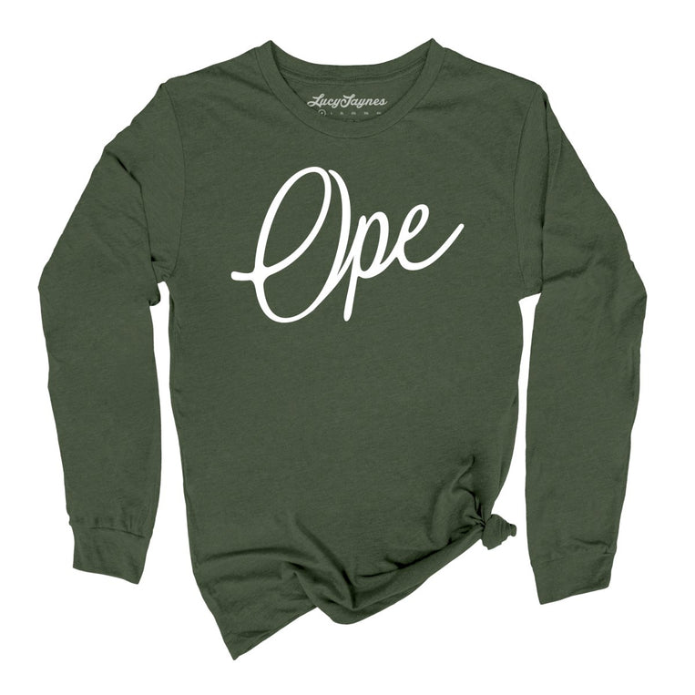 Ope Script Graphic Long Sleeve Tee - Military Green