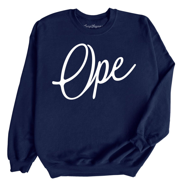 Ope Script Graphic Sweatshirt - Navy