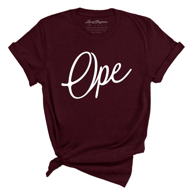 Ope Script Graphic Tee - Heather Cardinal