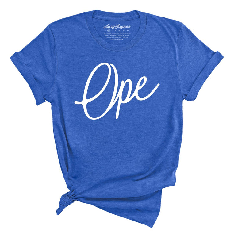 Ope Script Graphic Tee - Heather True Royal