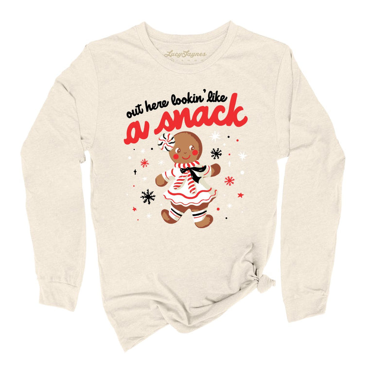 Out Here Lookin' Like A Snack Graphic Long Sleeve Tee - Natural
