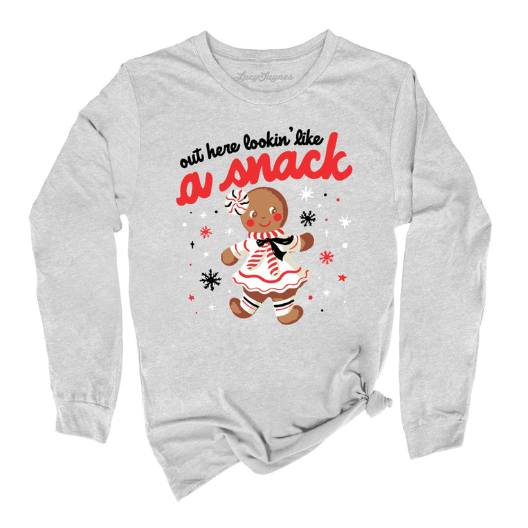 Out Here Lookin' Like A Snack Graphic Long Sleeve Tee - Athletic Heather