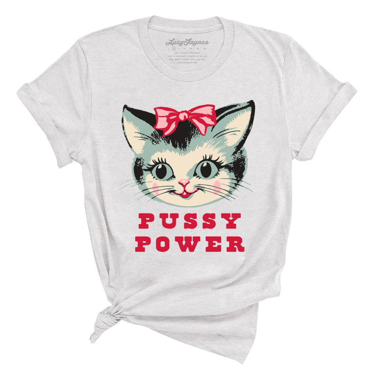 Pussy Power Graphic Tee - Ash