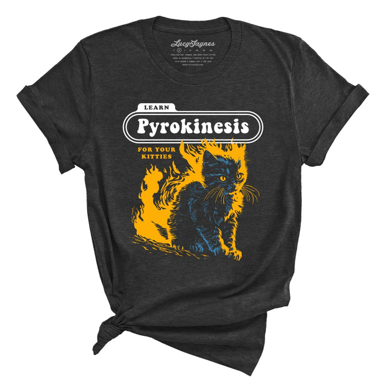 Pyrokinesis for Kitties Graphic Tee - Dark Grey Heather
