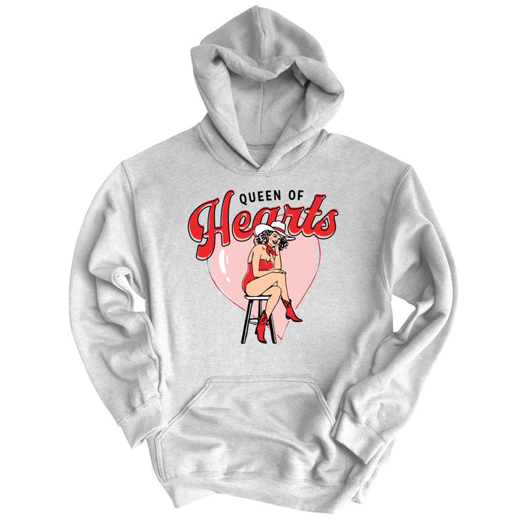 Queen Of Hearts Graphic Hoodie - Grey Heather