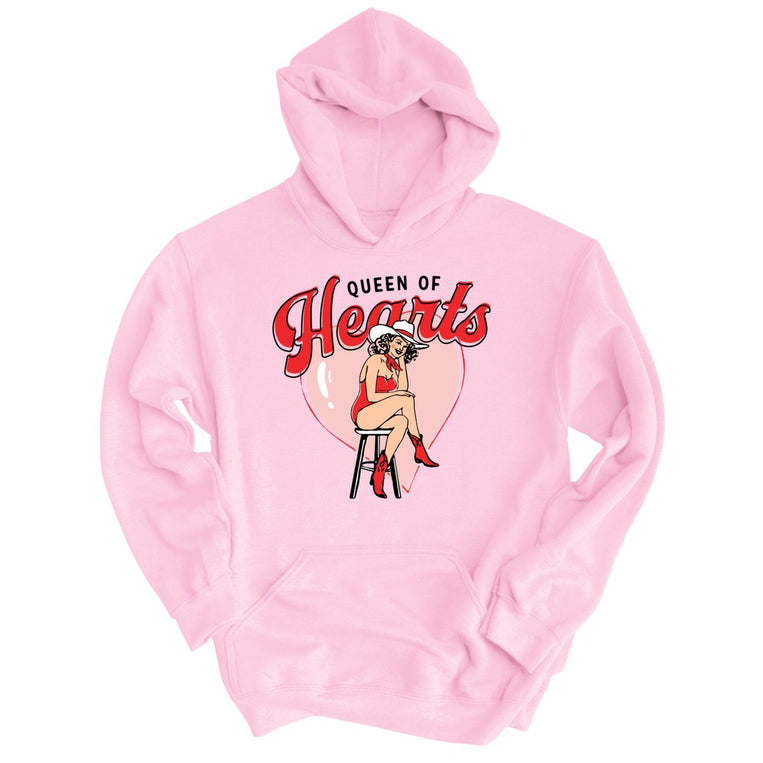 Queen Of Hearts Graphic Hoodie - Light Pink