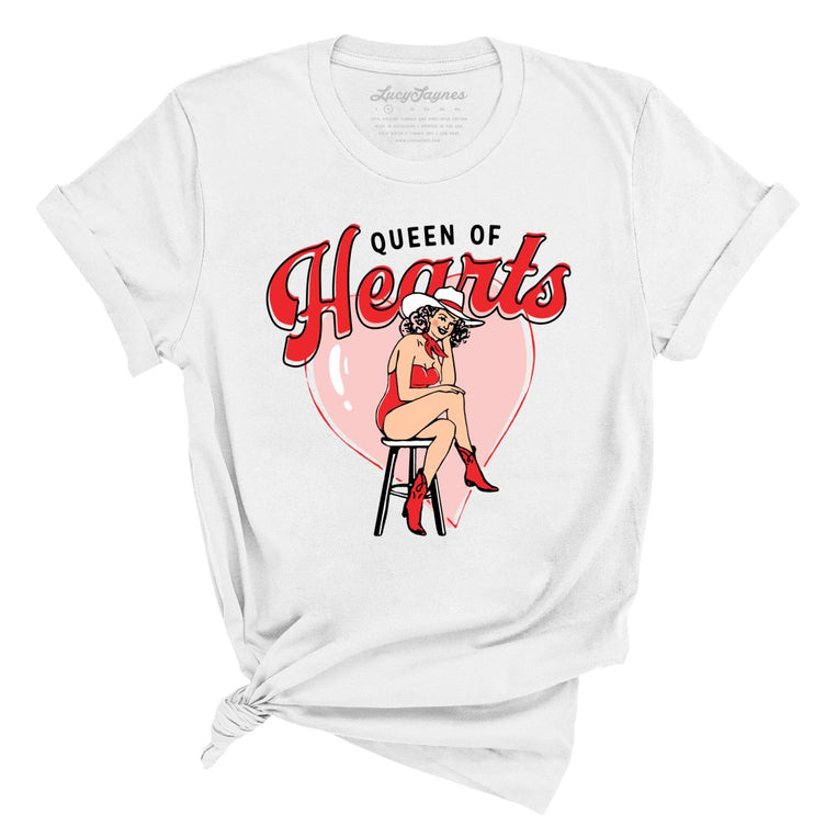 Queen Of Hearts Graphic Tee - White