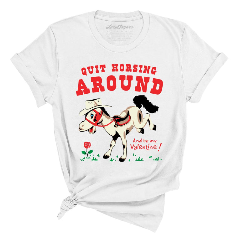 Quit Horsing Around Graphic Tee - White