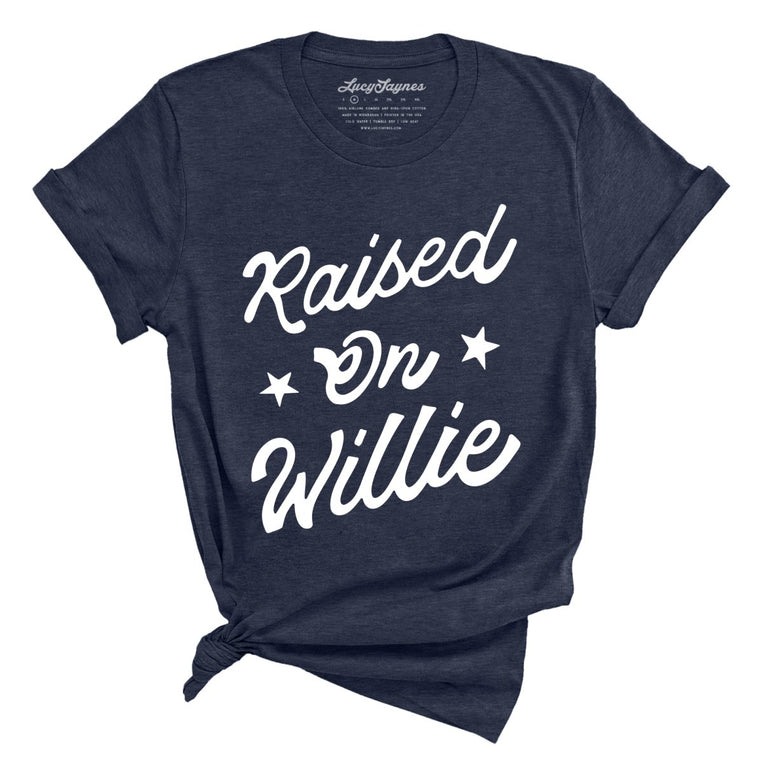 Raised on Willie Graphic Tee - Heather Midnight Navy