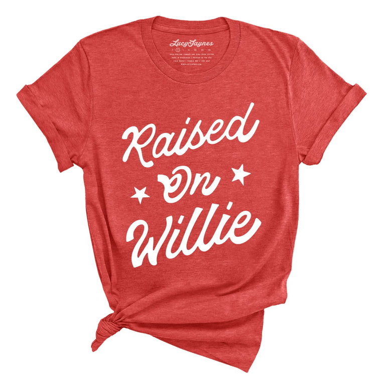 Raised on Willie Graphic Tee - Heather Red