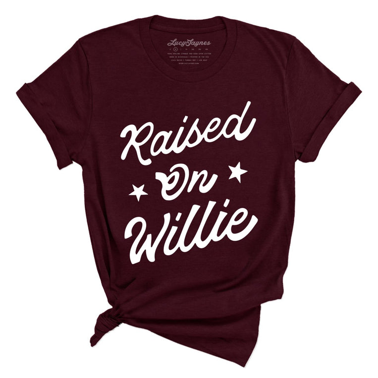 Raised on Willie Graphic Tee - Heather Cardinal
