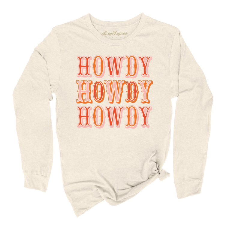 Retro Howdy Graphic Long Sleeve Tee - Natural
