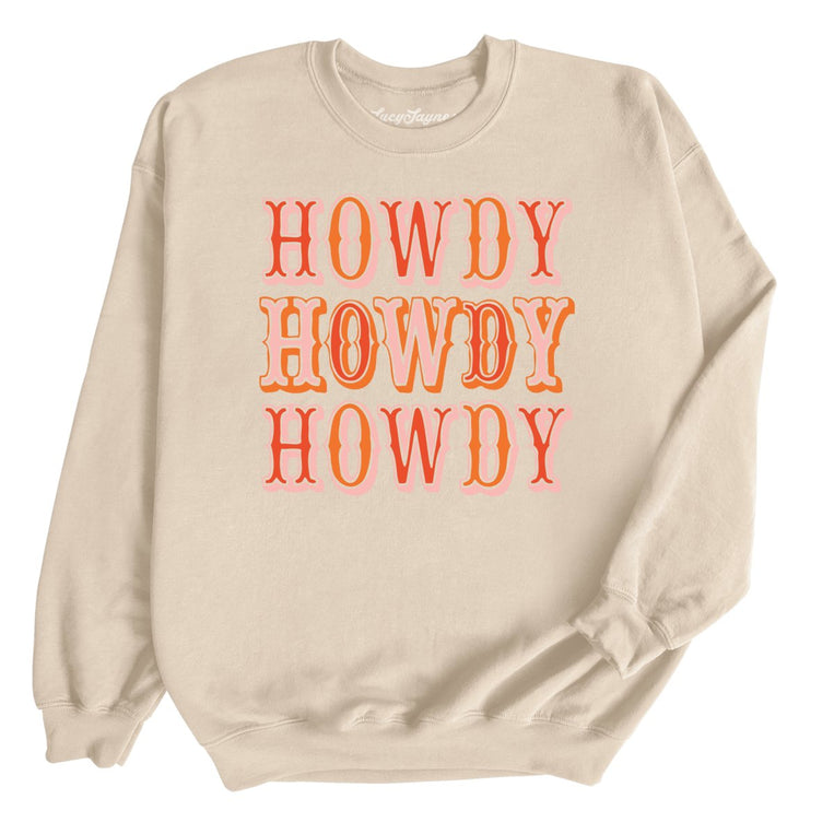 Retro Howdy Graphic Sweatshirt - Sand