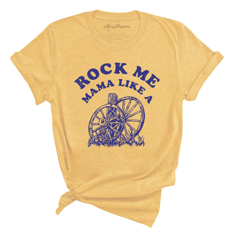 Rock Me Mama Graphic Tee - Heather Yellow Gold