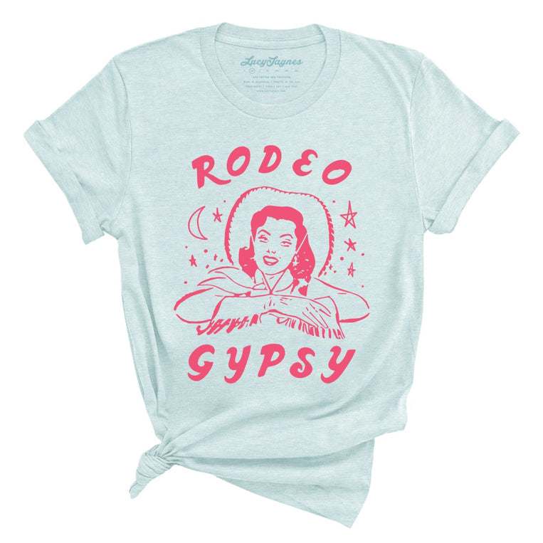 Rodeo Gypsy Graphic Tee - Heather Ice Blue