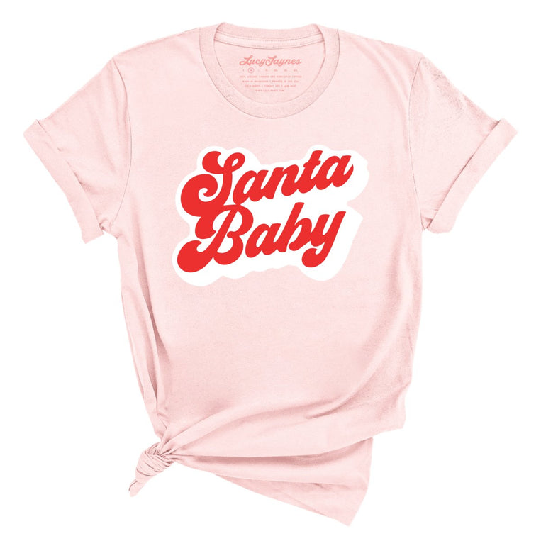Santa Baby Graphic Tee - Soft Pink