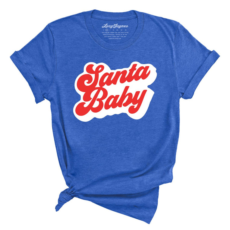 Santa Baby Graphic Tee - Heather True Royal
