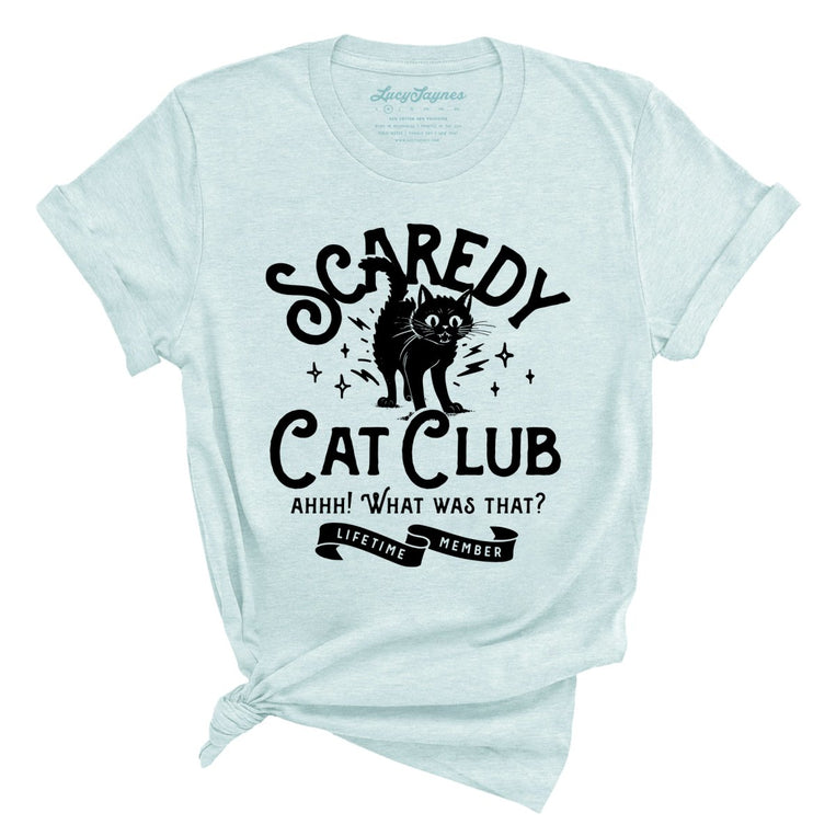 Scaredy Cat Club Graphic Tee - Heather Ice Blue