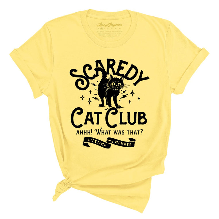 Scaredy Cat Club Graphic Tee - Yellow