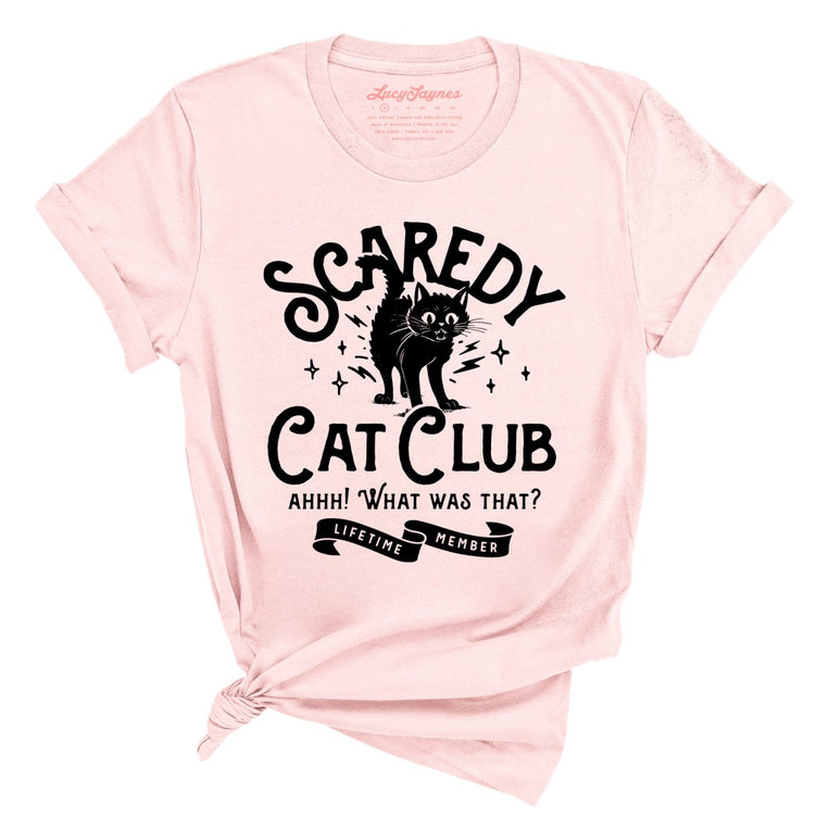 Scaredy Cat Club Graphic Tee - Soft Pink