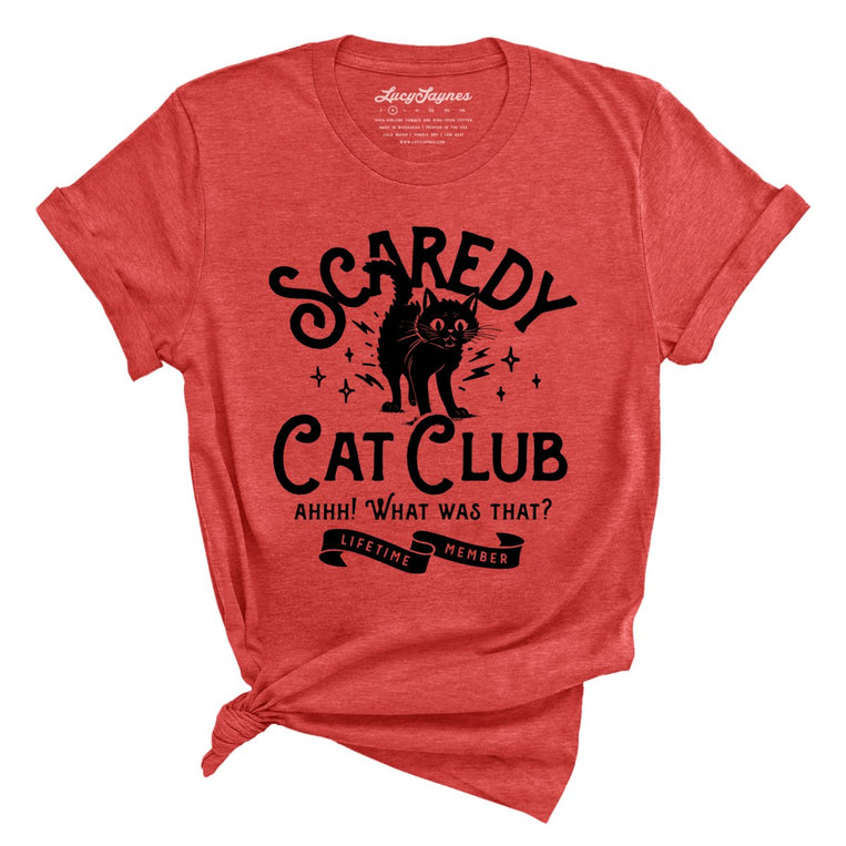 Scaredy Cat Club Graphic Tee - Heather Red