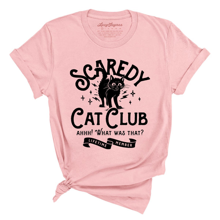 Scaredy Cat Club Graphic Tee - Pink