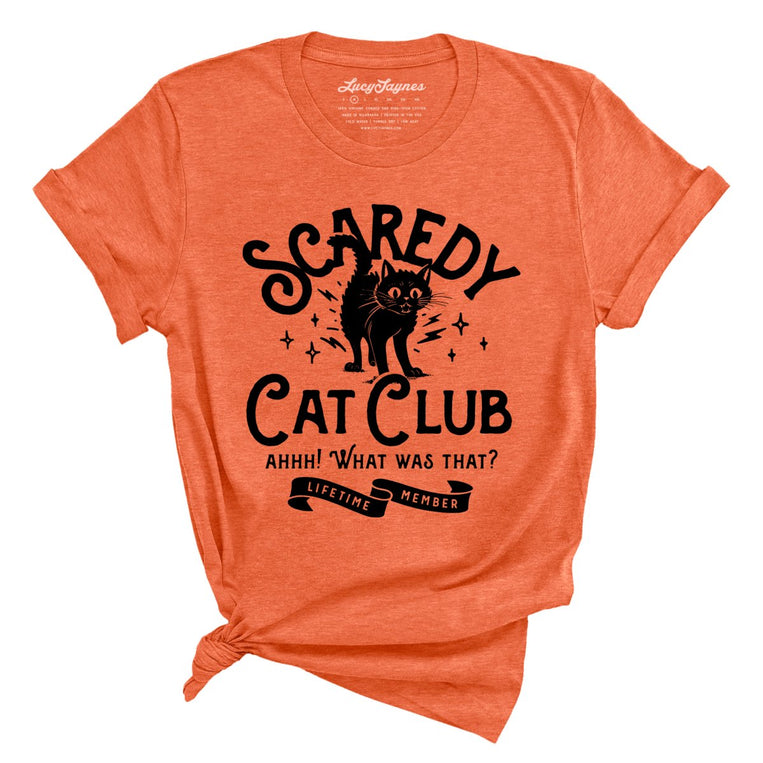 Scaredy Cat Club Graphic Tee - Heather Orange