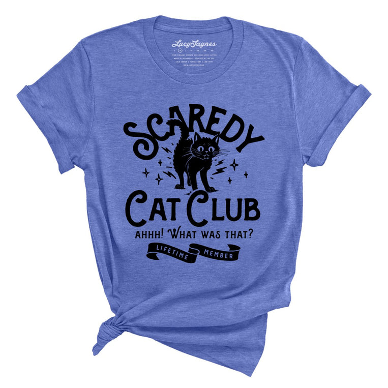 Scaredy Cat Club Graphic Tee - Heather Columbia Blue