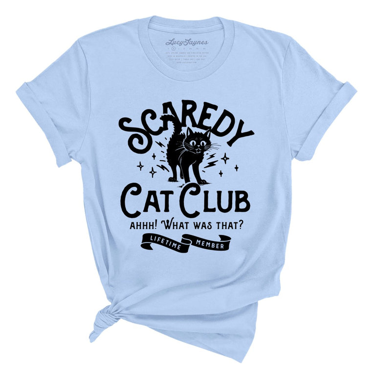 Scaredy Cat Club Graphic Tee - Light Blue