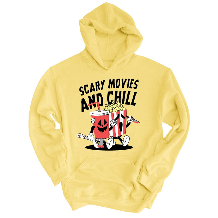 Scary Movies and Chill Graphic Hoodie - Light Yellow