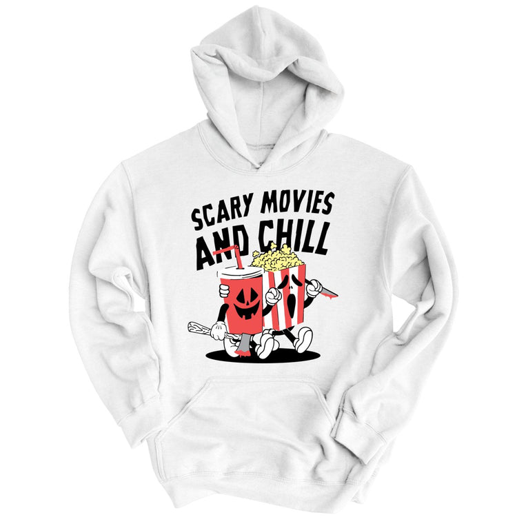 Scary Movies and Chill Graphic Hoodie - White