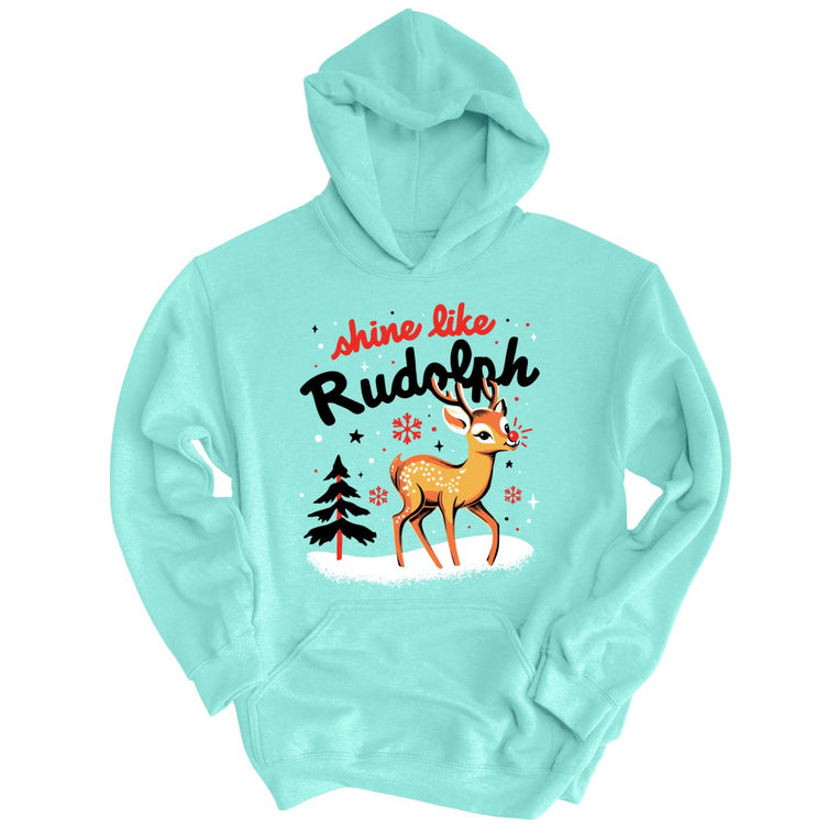 Shine Like Rudolph Graphic Hoodie - Mint