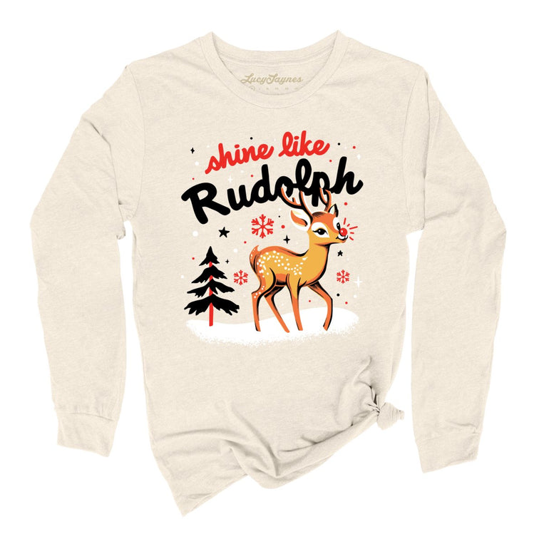 Shine Like Rudolph Graphic Long Sleeve Tee - Natural