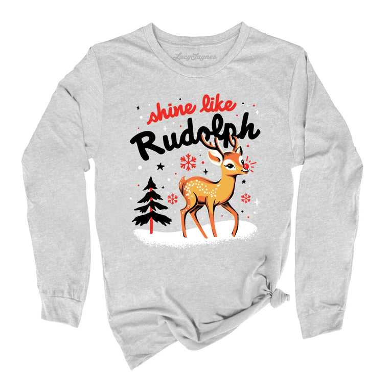 Shine Like Rudolph Graphic Long Sleeve Tee - Athletic Heather