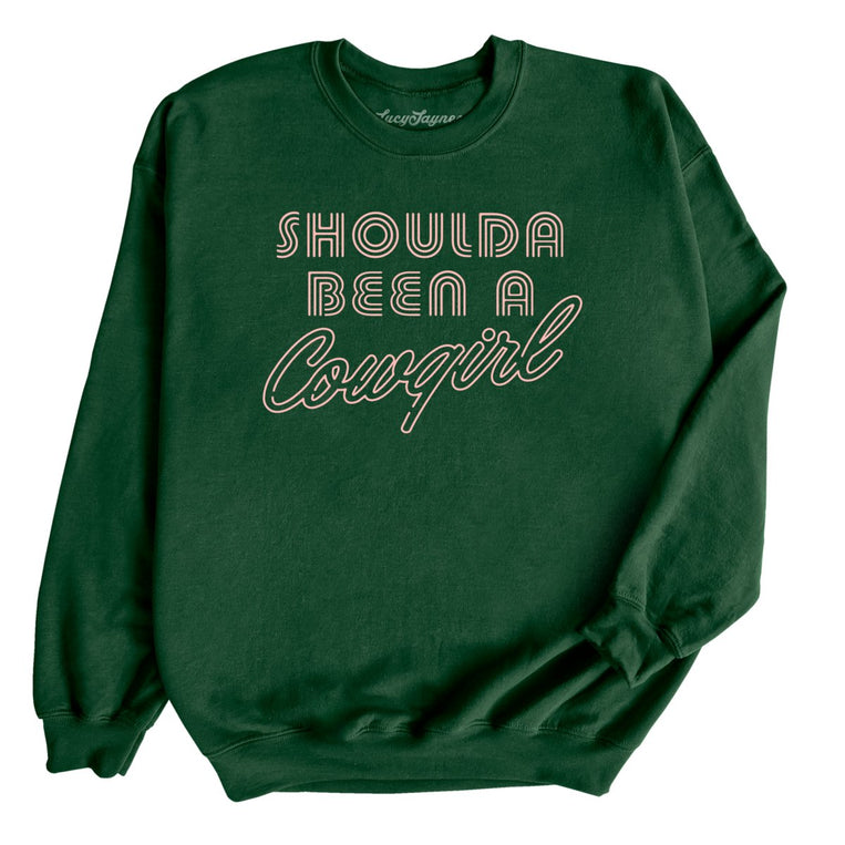 Should of Been a Cowgirl Retro Neon Graphic Sweatshirt - Forest