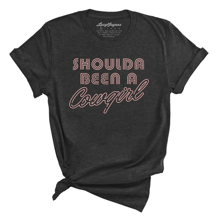 Should of Been a Cowgirl Retro Neon Graphic Tee - Dark Grey Heather